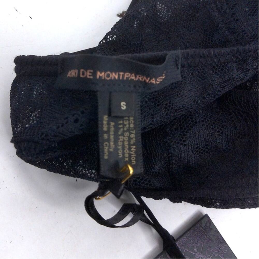 Kiki De Montparnesse Black Stretch Lace Halter Bralette Size Small New - Picture 5 of 8